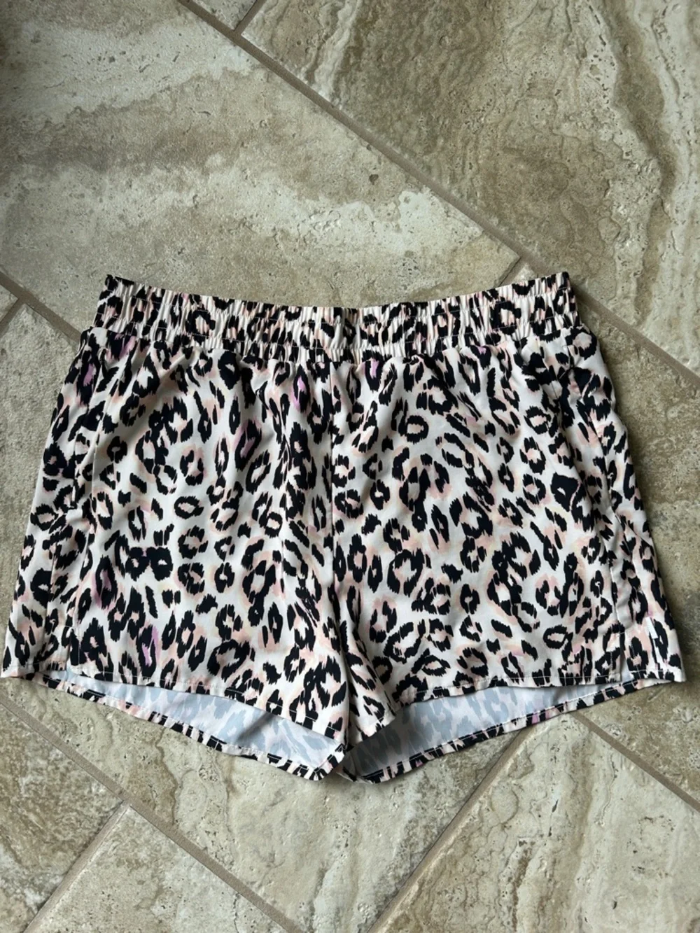 GUC Women's Johnny Was Calme Pink Black leopard underwear Athletic Shorts XL